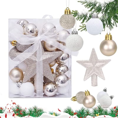 Dailygoods- Kerstballen 30 stuks - 3 cm - kunststof - kerstdecoratie - glanzend - harmonieus kleurenschema