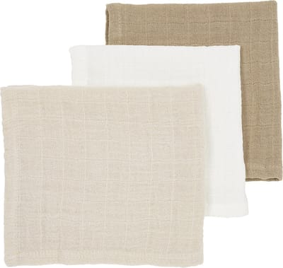 Meyco Baby Hydrofiele Monddoekjes - 3 Stuks - Offwhite/Soft Sand/Taupe