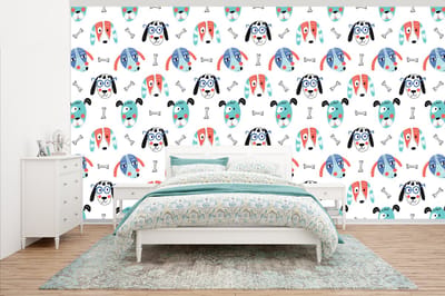 Behang - Fotobehang Jongens - Patronen - Hond - Breedte 500 cm x hoogte 280 cm