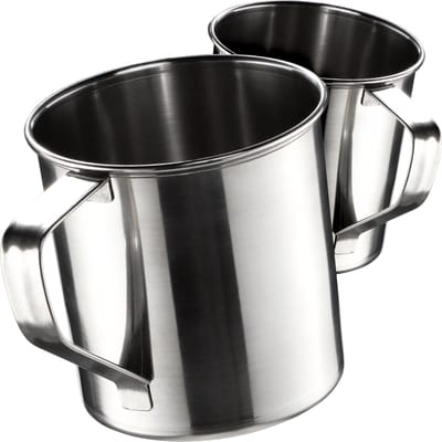 KADAX Roestvrijstalen beker, duurzame koffiemok met handvat, onbreekbare drinkbeker, geïsoleerde beker, thermobeker voor koffie, thee, sap en water (9 cm, 2 stuks)