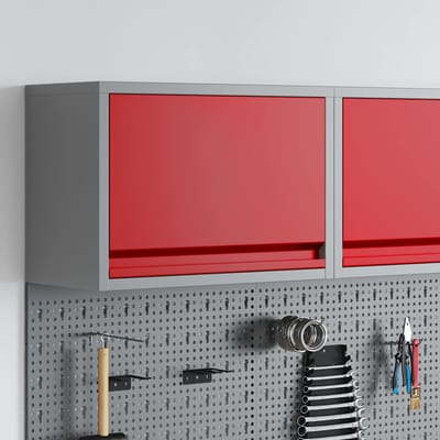 vidaXL - Gereedschapskast - met - opslag - Rood - en - Grijs - 50 - x - 25 - x - 35 - cm - Staal