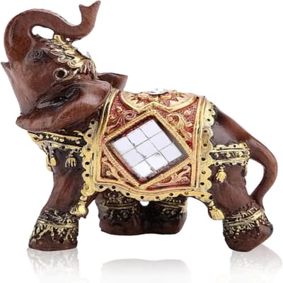Geluksbeeldje van een Olifant voor Rijkdom en Welvaart, Houten Sculptuur voor Bureau Decoratie en Cadeau