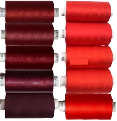 Naaigaren Set - Polyester Garen - Kleding Maken - 100% Gesponnen Polyester - 10 Rollen 1000m - Rood/Bruin