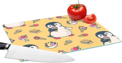 Glazen Snijplank - 28x20 - IJs - Pinguïn - Pooldieren - Kinderen - Design - Snijplanken Glas