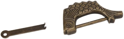 Antiek visvormig retro hangslot, ouderwets vintage messing slot, 3,2 cm tussenruimte voor sieradendoos