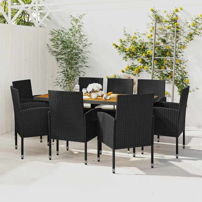 vidaXL - 9-delige - Tuinset - poly - rattan - zwart