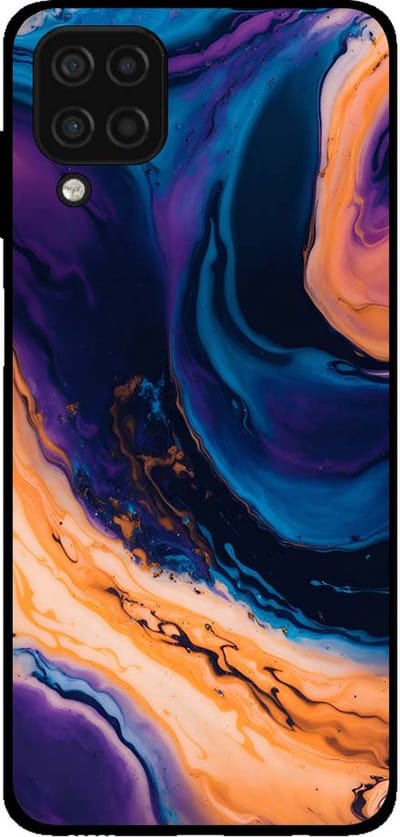 Smartphonica Telefoonhoesje voor Samsung Galaxy A12 marmer look - backcover marmer hoesje - Blauw geschikt voor Samsung Galaxy A12