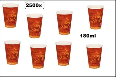 2500x Luxe koffie beker karton gold coffee 180ml - Nieuw - Next generation Roer staafjes koffie beker melk suiker hout festival thema feest verjaardag werk lepel