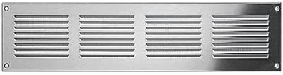 Roestvrijstalen ventilatierooster 400 x 100 mm met insectengaas - afvoerrooster voor diverse toepassingen