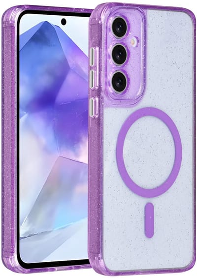 TUNIQ telefoonhoesje voor Samsung Galaxy A55 - MagSafe met glitter - Paars