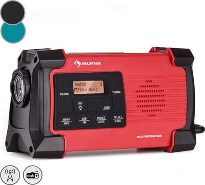 Auna Radio, Oplaadbare DAB-radio, DAB Plus radio met Bluetooth, Radio met batterij, DAB/DAB+/FM, Keukenradio met LCD-display, Wekker, Klein retro-radio, Radio met netstekker, USB & streaming, 1W