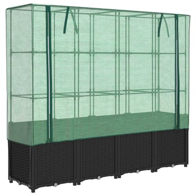 vidaXL - Verhoogde - plantenbak - met - kashoes - rotanlook - 160x40x153 - cm