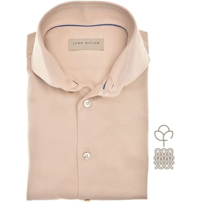 John Miller Overhemd Fine Tricot Cotton Stretch Licht Bruin / male