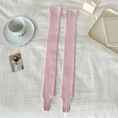 Nieuwe Dameskousen Mode Effen Kleur Dun Ademend Eenvoudige Lange Kniekousen Voor Dames Elegante Beenwarmer Trends Kalf One Size roze