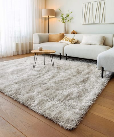Velvet vloerkleed vierkant - Posh lichtzilver 140x140