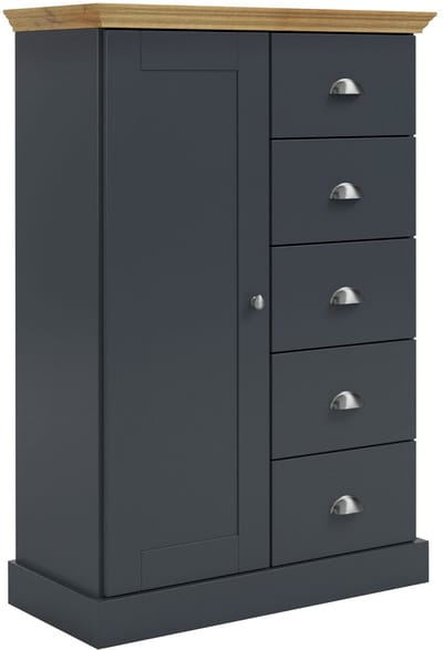 Motala-Commode - 1-deur 5-laden - Antraciet Houtlook