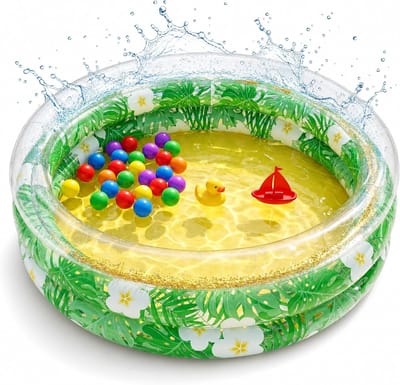 SnelShoppen - Opblaasbaar zwembad met glitters en bloemen voor kinderen - Mermaids, Dinosaurussen, Regenboog, Hawaii - Perfect voor tuin, feest, campi
