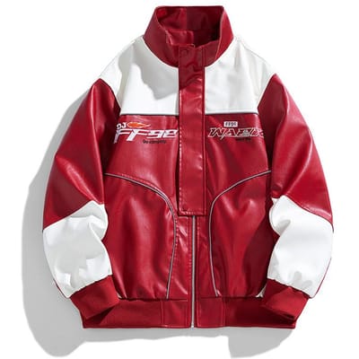 Veste Veste en Cuir PU Veste Homme Automne Ample Col Montant Veste en Cuir Moto Veste Tendance Ample Veste M