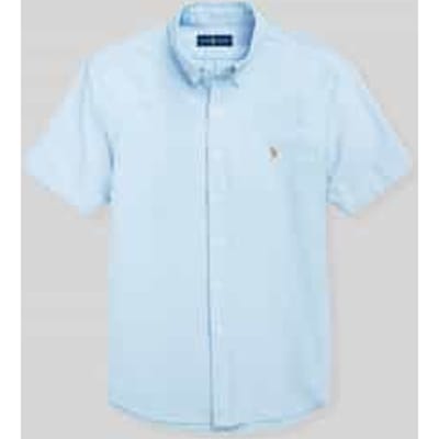 Overhemd Korte Mouw Polo Ralph Lauren CHEMISE COUPE DROITE EN OXFORD UNIE