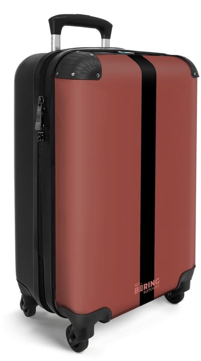 NoBoringSuitcases.com® - Handbagage koffer lichtgewicht - Reiskoffer trolley - Rood met zwarte streep - Rolkoffer met wieltjes - Travel flightcase luggage - Carryon valies met TSA slot - Past binnen 55x40x20 en 55x35x25