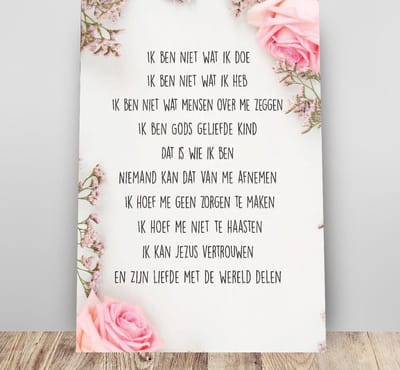 Metalen wandbord A3 credo - roos - christelijk - cadeau - bord- Hour of Power