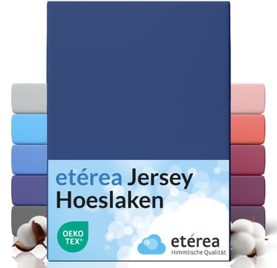 etérea Jersey Hoeslaken 100x200 - 120x200 cm Oekotex Made in Green - 100% katoen - Marine