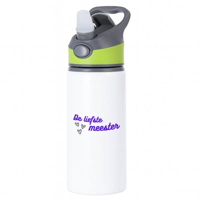 Hacebo® - de liefste meester waterfles met rietje groen - Meester - de liefste meester - meester - verjaardagscadeau - verjaardag - cadeau - afscheidscadeau - geschenk - leuke cadeau - kado - gift - meesterdag - water fles - 650ML