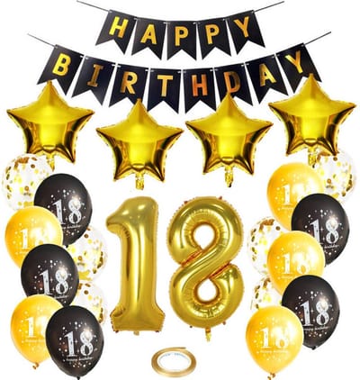 Joya Party® 18 jaar verjaardag feest pakket | Versiering Ballonnen voor feest 18 jaar | Achttien Jaar Versiering | Ballonnen slingers opblaasbare cijfers 18