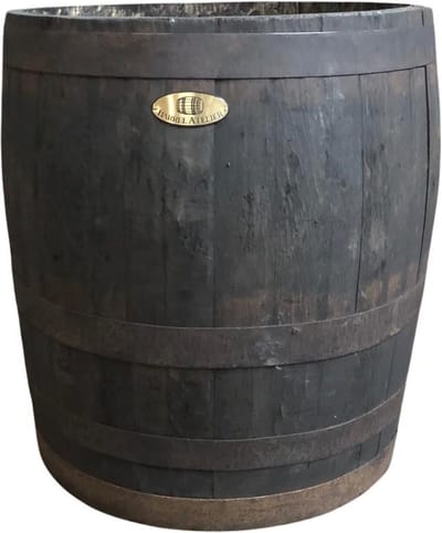 Whiskyvat Kuip 3/4 190l. "Black Edition" / Plantenkuip zwart gebeitst / Houten bloembak