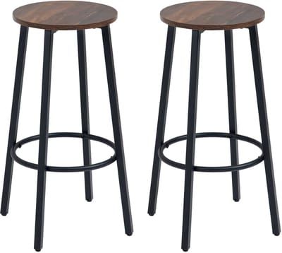 HOMCOM barkruk - set van 2 - spaanplaat - staal - rustiekbruin - zwart