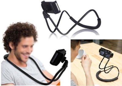 LOUZIR Universele Flexibele telefoonhouder - smartphone houder voor je nek - Smartphone Holder- buigbaar - Zwart