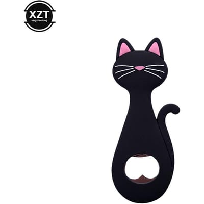 Décapsuleur magnétique mignon pour réfrigérateur, ouvre-bouteille de bière en forme de dessin animé, aimant pour chat, décoration de réfrigérateur, aimant pour réfrigérateur, ouvre-bière noir