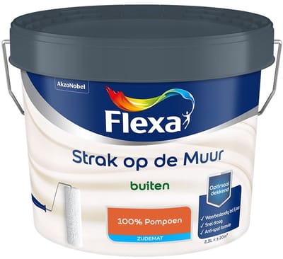 Flexa - Strak Op De Muur Buiten Zijdemat - 100% Pompoen - Mengverf - 2,5 L