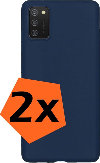 Hoes - 2 Stuks - Geschikt voor Samsung Galaxy A03s - Sterk & Shockproof - Case Siliconen - Back Cover - Telefoon Hoes - Donkerblauw