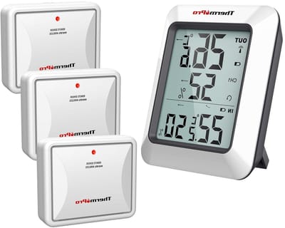 Draadloze Thermo-hygrometer - Weerstation Buiten - Binnen Buiten Meten - Groot Bereik 150m - 3 Stuks - Wit