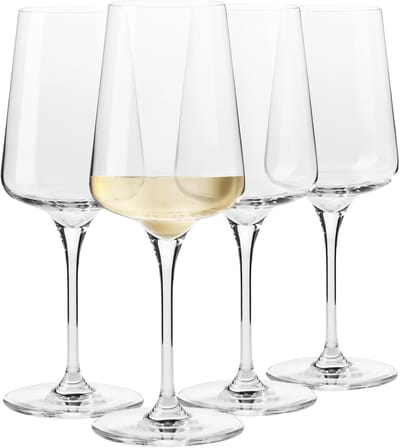 KROSNO | Infinity witte wijnglazen | Set van 4 - 400 ml | Loodvrij Kristalglas, Handgemaakt glas, elegant en tijdloos design, ideaal voor witte wijn en spruiters, Made in Europe