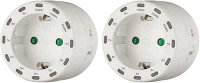 Benson Tijdschakelaar rond - 2x - programmeerbaar tot 9 uur - 2800W - 230 Volt