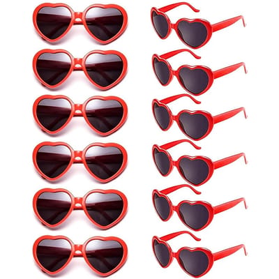 12 Stuks Neon Kleuren Hartvormige Feestartikelen zon functionele elegante bril Unisex Halloween en Kerstmis Rekwisieten black