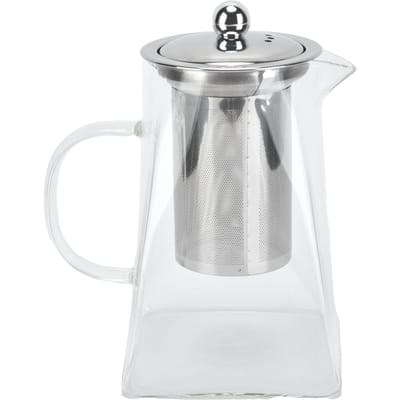 Transparante Glazen Theepot met Verwijderbaar 304 Roestvrijstalen Filter Theeketel voor Thuis Kantoor 950ml white