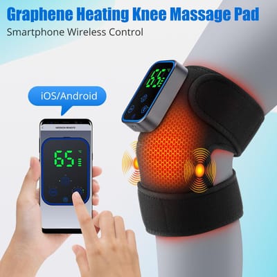 Grafeen Verwarmende Knie Massager Warm Wikkel met 3-Niveaus Timer Vibratie Groot LCD Verwarmd Kussen voor Knie Schouder Elleboog Artritis gray
