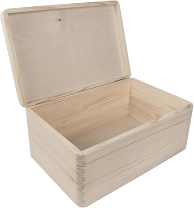 Decoratieve Houten Opbergdoos 30x20x13 cm - Ongeverfd met Deksel voor Creatieve Projecten