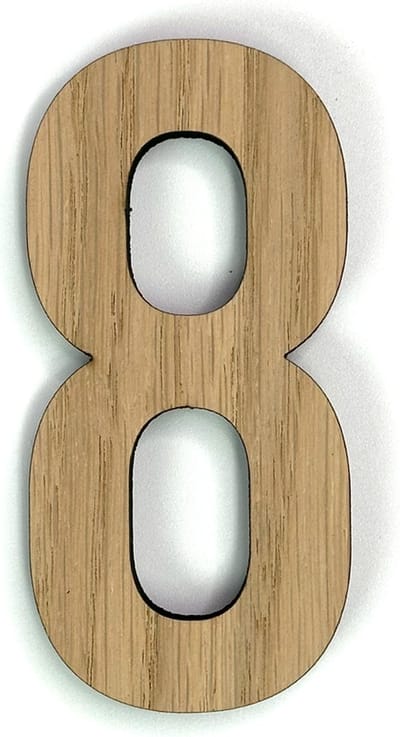 Houten cijfer 8 - 10 cm hoog
