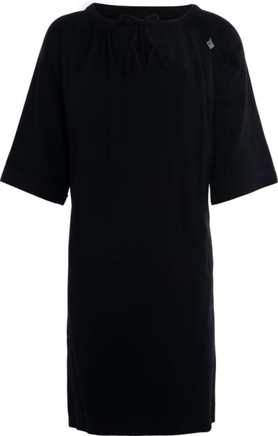 Knit Factory Fern Jurk - Tuniek dames - Strandjurk - Strandtuniek - Jurk gemaakt van 78% viscose & 22% linnen - Zomerjurk - Hoog draagcomfort - Zwart - S/M