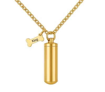 Ashanger cilinder hond | Goud | Ashanger Cilinder met hondenbotje graveren | Ashanger graveren | Ashanger Hond graveren | Ashanger Cilinder met Hondenbotje | Asketting cilinder hondenbotje | Herdenkingssieraad Hond | Petshop Seven