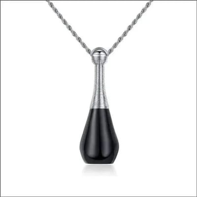 Aramat Jewels | Gedenkhangers | Ashanger Kegel 316L Staal Zwart & Zilver – 4cm Inclusief Ketting Gedenksieraad | | | |10mm | Staal | Volwassenen | Verkleurd niet