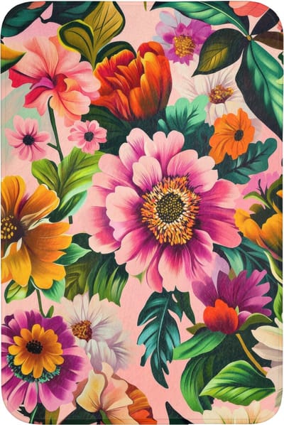 Badmat 60x90 cm - Antislip - Bloemen - Kleurrijk - Roze - Badmatten voor badkamer - Badkamermat - Douchemat - Badkamer mat