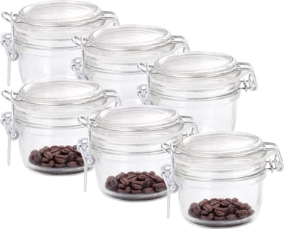 Bormioli Rocco Voorraad/weckpot - 6x - glas - transparant - 8 x 7 cm - 125 ml