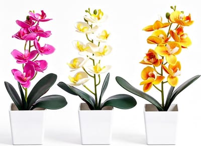 Kunstorchideeën, 3 stuks, 30 cm, kunstplanten in pot, bedrieglijk echt en onderhoudsvriendelijk, kunstbloemen voor - ShopVlot