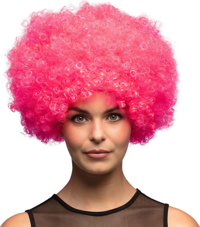 Boland - Pruik Groove roze Roze - Afro - Kort - Unisex - Danser/danseres - 70's, 80's & 90's - Disco