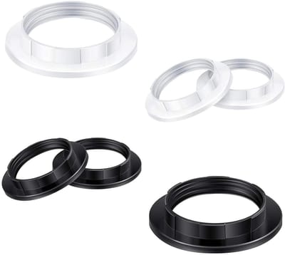 Verloopringen voor E27 lampenkappen - 6 stuks - Kunststof converters - Ringlamp adapter - Lampenkap montage - Wit en zwart - Verlichting accessoires- 100% tevredenheidsgarantie